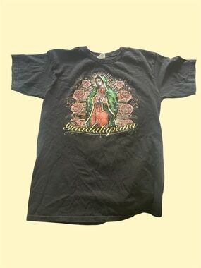 American Apparel Black  Guadalupe Graphic Tee with Green & Red Print